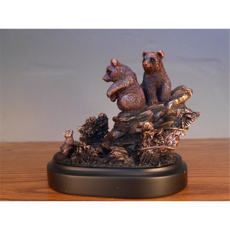 MARIAN IMPORTS Marian Imports F13025 2 Bear Cubs Bronze Plated Resin Sculpture 13025